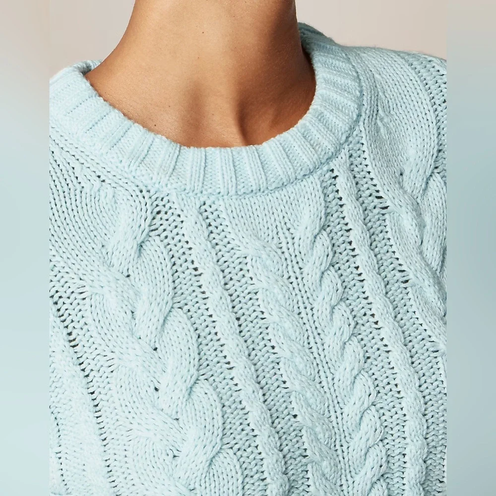 NWT J. Crew Cable-Knit Crewneck Sweater Midday Skies